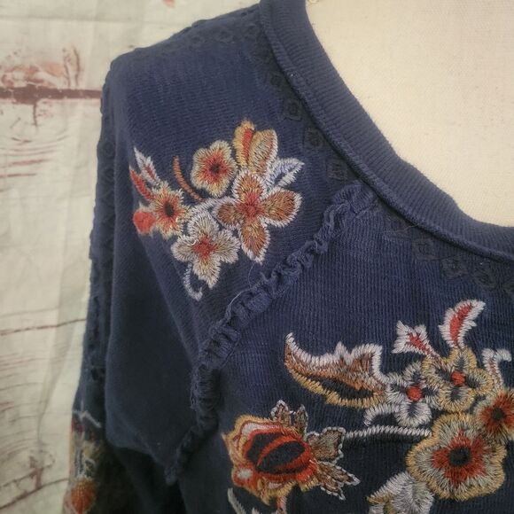 Sundance Long Sleeve Embroidered Top Size Large - Picture 4 of 6